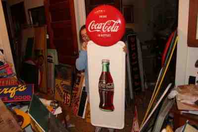 Rare Large Vintage 1947 Coca Cola Soda Pop Gas Station 54" Metal Sign~Nice