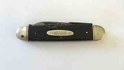 Vtg Coca Cola Imperial Black Pocket Knife Rare 4 Blade Boy Scout Tool Old Opener