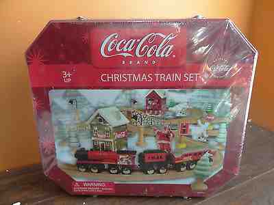 Coca Cola Coke Christmas Wooden Train Track Car Set Maxim 36413 Tin Case Brio
