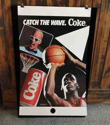 >Vintage 1987 Coca-Cola STORE DISPLAY SIGN with MICHAEL JORDAN & MAX HEADROOM