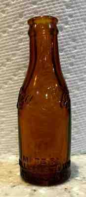 Rare Miniature Amber Coca Cola Bottle COKE Williamstown NJ Glass Co. Gloucester 
