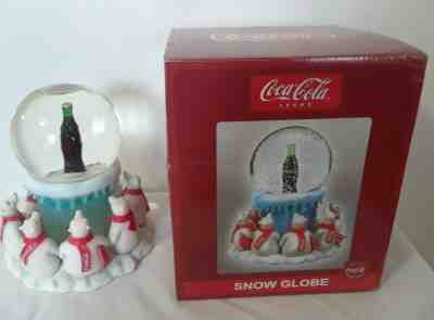 Coca Cola Snow Globe Polar Bears Admiring A coke Bottle