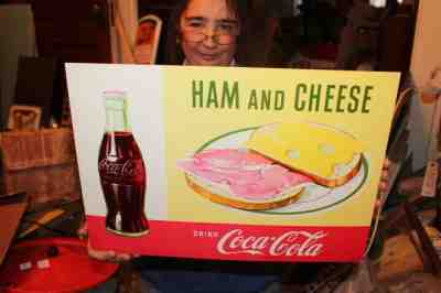 Vintage 1958 Coca Cola Ham & Cheese Sandwich Soda Pop Restaurant 17" Sign~Nice