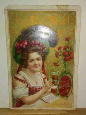 Rare Antique 1901 Original Hilda Clark 5 Cents COCA COLA Soda Menu Card 6x4