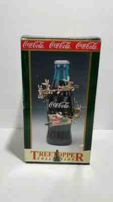1999 Coca Cola Bottle Spinning Christmas Tree Topper Santa Reindeer Tested Works