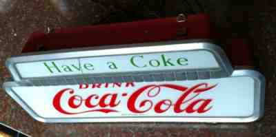 Vintage 1950s 60s Coca-Cola Metal And Glass Fluorescent Lit Sign