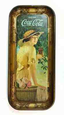 Original 1916 Coca Cola Tray Elaine Girl Flower Basket Summer Girl Advertising