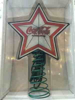 Coca Cola (Coke) HTF Star Glass Christmas Tree Topper Light, New