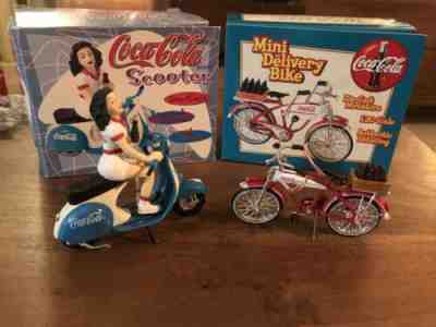 Coke Mini Bicycle And Girl On Scooter Limited Edition!! Diecast Mini Coca Cola 