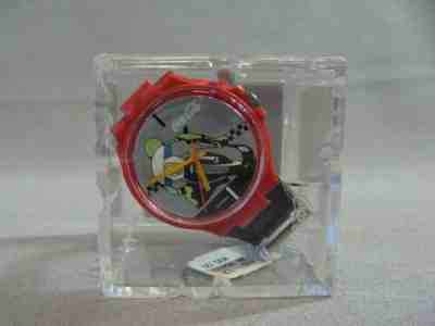80's MIB Coca Cola Swatch Watch Ice Cube Case Motorcycle Racing Coke Mens 