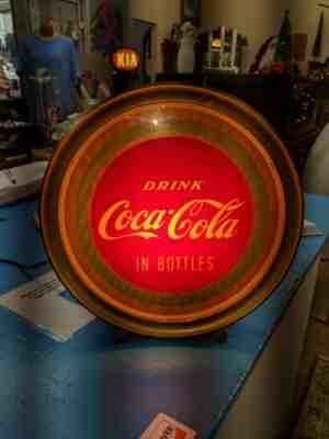 Vintage 1940's DRINK COCA COLA Round Light Up Lenticular Sign ~ Price Brothers
