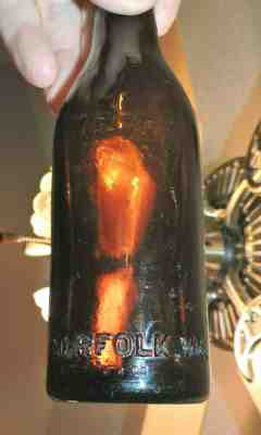 RARE STRAIGHT SIDE AMBER  " COCA COLA BOTTLE  "  NORFOLK, VA. "  NICE  "