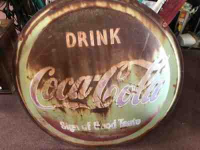Vintage 1950's Coca Cola 36” Round Button Sign From Delivery Truck Coke