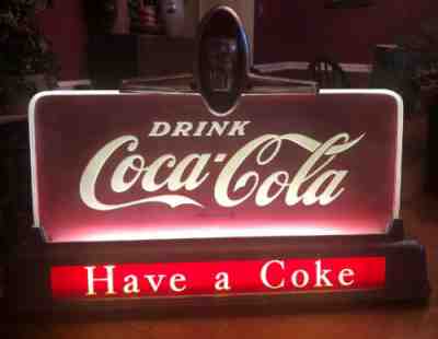 Vintage Lighted Advertising Sign Have A Coke Drink Coca-Cola Glass Nice!