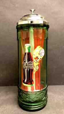 Collectible Coca Cola Soda Drinking Straw Dispenser Holder With Metal Cap 