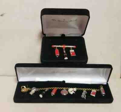VINTAGE DANBURY MINT COCA COLA CHARM BRACELET & PIN New in Boxes