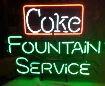 Coke Fountain Service Neon Sign - Real Vintage