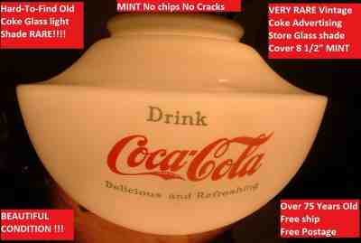 1930's Coca Cola Soda Pop Old Coke Store Advertising Glass Light Shade MINT 30's