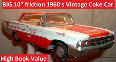 Vintage Toy Coca Cola Ford Old Coke Tin Litho 10" Coke Japanese Vintage Toy Car
