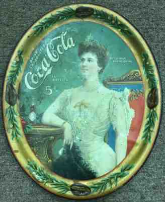 Antique 1904 Drink Coca Cola Advertising Tin Tray NY Meek Company Coca-Cola