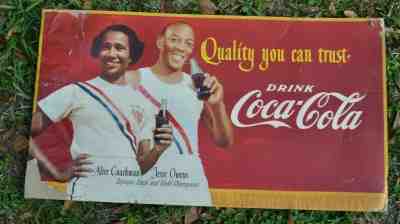 Vintage Coca Cola Jesse Owens Alice Coachman Olympians - 1952 sign Advertising 