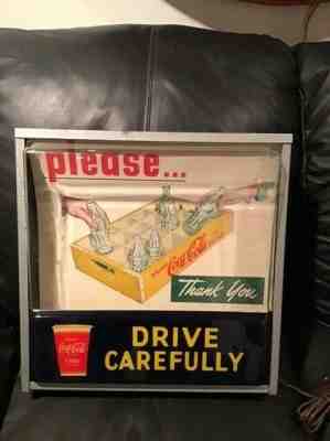 Coca Cola lighted light up sign tin work safely  Drive Carefully