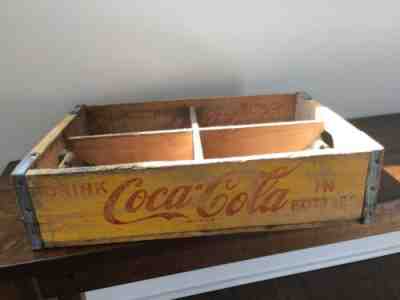 Vintage 1969 Yellow Coke Coca Cola Wood Divided Case Crate Savannah Tennessee