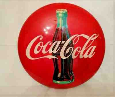 Vintage 24" 1949 COCA COLA Button Sign Bottle Antique Diner Soda Fountain Orig