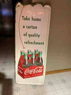 VINTAGE METAL SIGN VINTAGE COCA COLA SIGN 1952 TAKE HOME A CARTON COCA COLA SIGN