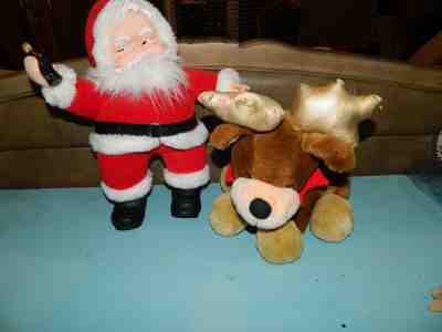Goldsmith's Coca Cola Santa & Rich's Reindeer Plush Animals Vintage Lot of 2 