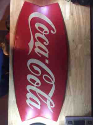 Coca-Cola Arciform Metal Sign - Fishtail - Retro - Coke 26"x12" 1958-1965