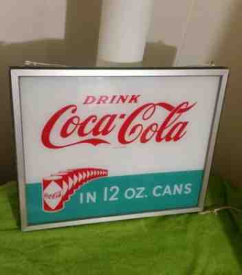 Vintage 1960 Coca Cola Diamond Can Sign Lighted Hanging Sign Price Bros. WOW!!!