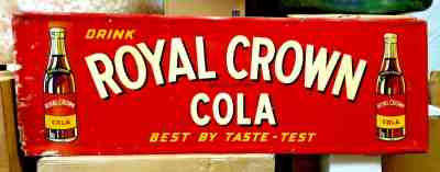 Original Large 1946 RC Royal Crown Cola NEHI Soda Pop 54" Embossed Metal Sign