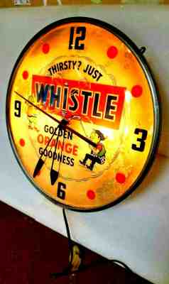 Rare Original Whistle Golden Orange Clock Sign