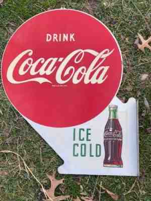 1956 COCA COLA Double Sided Flange Metal Arrow  Vintage Sign 
