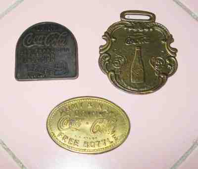 Coca Cola 3 Tokens & Fob Army Navy 1915 San Francisco Exposition 5 Cents Coke