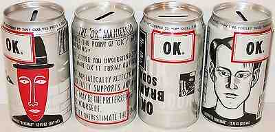 Vintage soda cans COCA COLA OK bank tops Project X 4-20-94 Set of 4 Very Rare