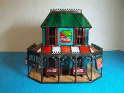 Rare 1997 Franklin Mint Coca-Cola Genuine Stained Glass Lighted Victorian Hotel