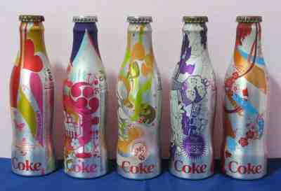 HTF! Complete set M5 Aluminium Coca-Cola bottles 2005 Belgium