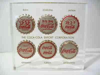 Rare COCA COLA Iran ! EXPORT CORPORATION Turkey ! Bottle 6 CAP SET Paper Weight