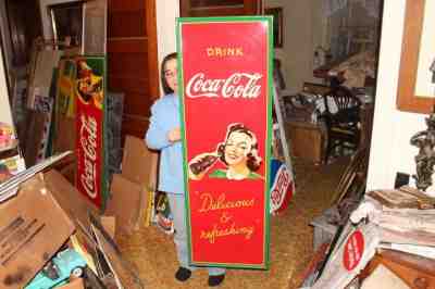 Rare Large Vintage 1942 Coca Cola Soda Pop Gas Station 54" Metal Sign~Very Nice!