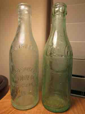 OLD 1890-1905 COCA COLA BOTTLE PAIR-BIEDENHARN CANDY CO. & 1st COCA COLA BOTTLE