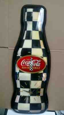 Nascar Coca Cola checkered Cola bottle clock by Jebco. (Used) in Great Condition