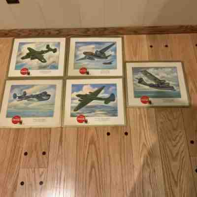 RARE 5 VINTAGE COCA COLA SIGNS 1943 FIGHTING PLANEs  DIVE BOMBER SIGNS