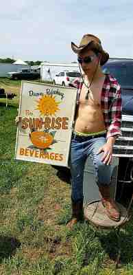 Vintage LG 28inX20in Coca Cola Sun Rise Orange Beverage Soda Pop Metal Sign