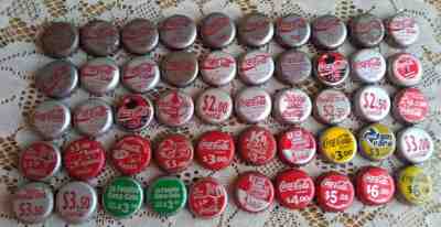 MEXICO COCA COLA  LOT PRICE  50 BOTTLE  CAPS, KRONKORKEN, CHAPA.