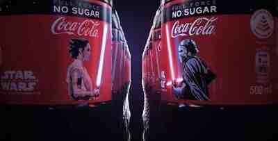 Coca Cola Star Wars Light Up Saber Plastic Bottle Exclusive Rey & Kylo Ren Set 