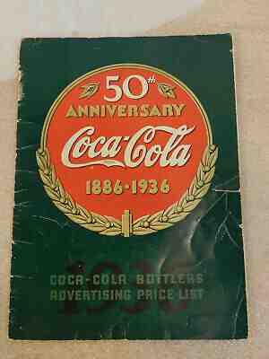 RARE 50th Anniversary Coca Cola Bottlers 1886- 1936 Advertising Price List