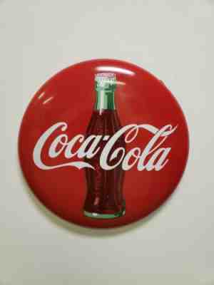 Vintage 24" Porcelain Coca Cola Button Sign Coke Bottle 2 ft Enameled Nice One!