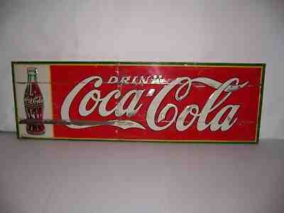 Vintage 1935 Drink Coca Cola Soda Pop Embossed Metal Advertising Sign 